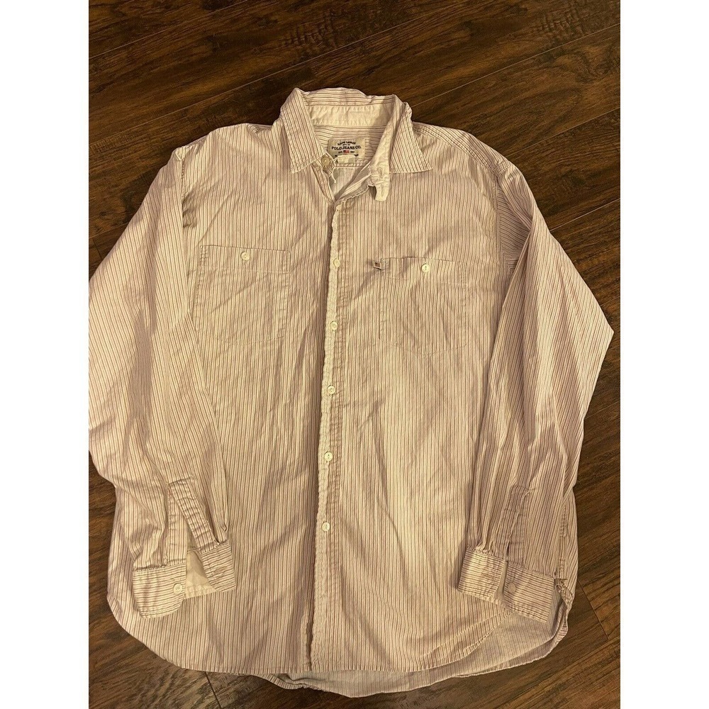 Vintage Ralph Lauren Polo Jeans Co. Striped Button-Down Collared Shirt (Size L)
